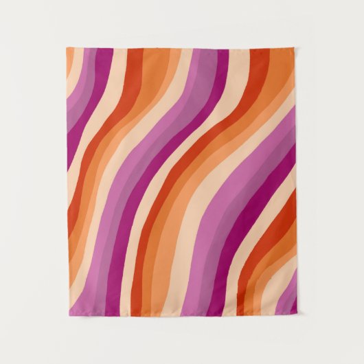 Lesbian Pride Handgemaakte Kleurrijke Roze Streep Wandkleed (Voorkant)