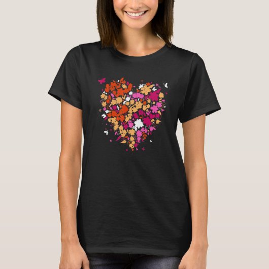 Lesbian Pride Heart Femme Valentine's Day Discreet T-shirt (Voorkant)