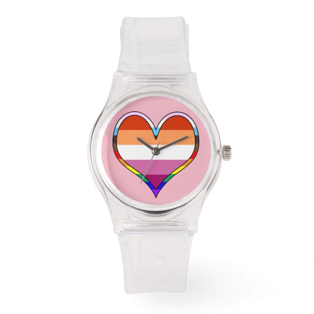 Lesbian Pride Heart Horloge (Voorkant)
