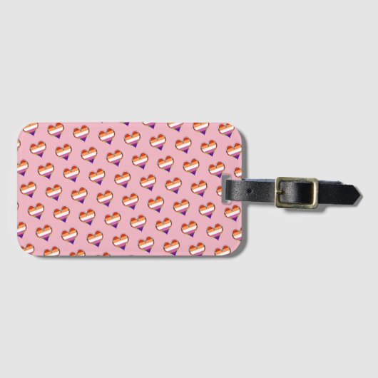 Lesbian Pride Heart Pattern Bagagelabel (Voorkant (horizontaal))