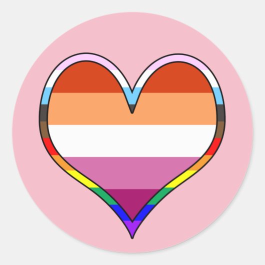 Lesbian Pride Heart Ronde Sticker (Voorkant)