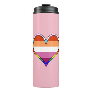 Lesbian Pride Heart Thermal Tumbler Thermosbeker