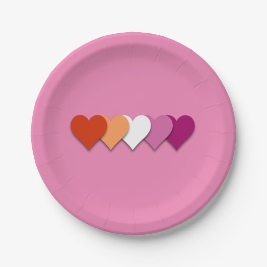 Lesbian pride hearts paper plates papieren bordje (Voorkant)