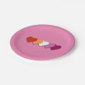 Lesbian pride hearts paper plates papieren bordje (Gekanteld)