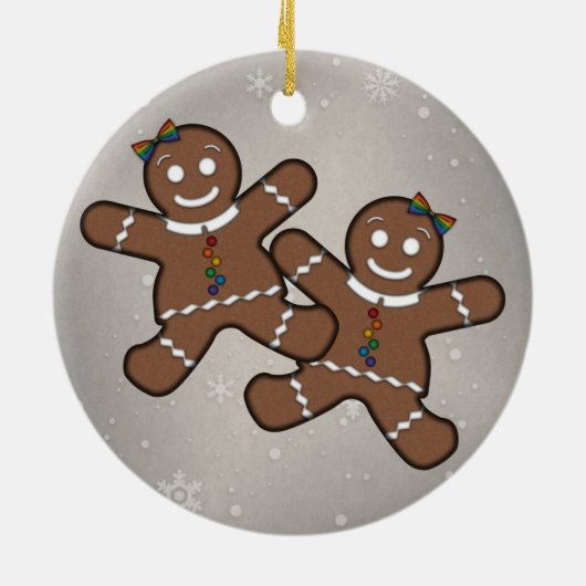 Lesbian Pride Kerstmis Gingerbrood Women Couple Keramisch Ornament (Achterkant)