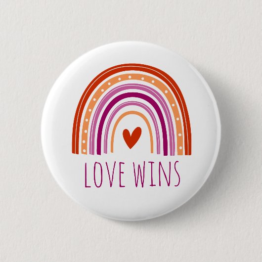 Lesbian Pride Love wint LGBT Rainbow Button (Voorkant)