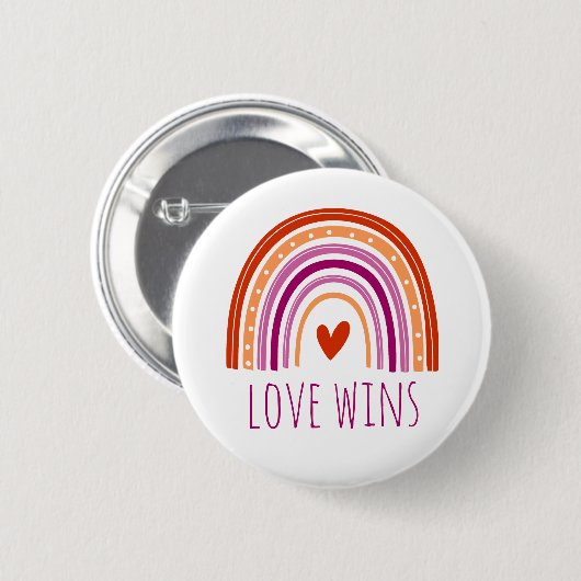 Lesbian Pride Love wint LGBT Rainbow Button (Voorkant /achterkant)