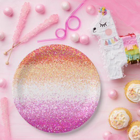 Lesbian Pride Pink Glitter Gradient Sparkle Papieren Bordje (Feest)