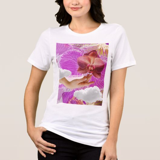 Lesbian Pride Pink Orchid Aesthetic Sapphic WLW Tri-Blend Shirt (Voorkant)