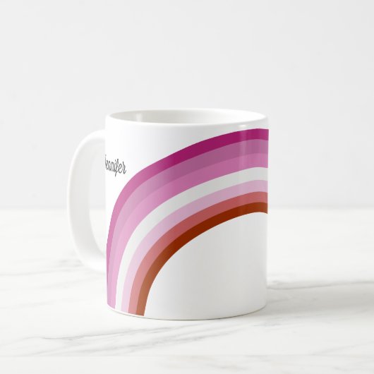 Lesbian Pride Pink Rainbow Flag Monogram Koffiemok (Voorkant links)