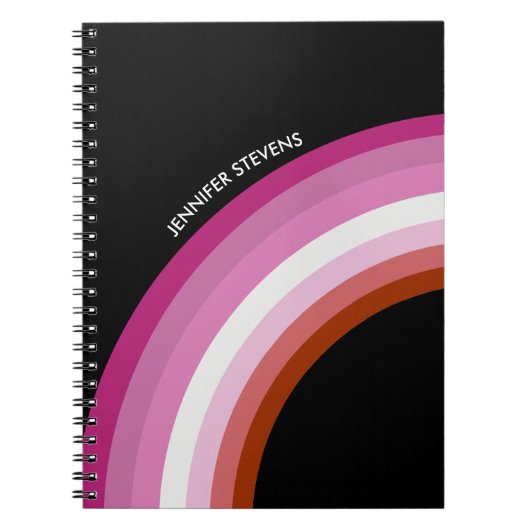 Lesbian Pride Rainbow Pink Flag Monogram Black Notitieboek (Voorkant)