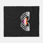 Lesbian Pride Skeleton Halloween WLW Gothic Heart  Fleece Deken (Voorkant (Horizontaal))