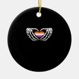 Lesbian Pride Skeleton Halloween WLW Gothic Heart  Keramisch Ornament