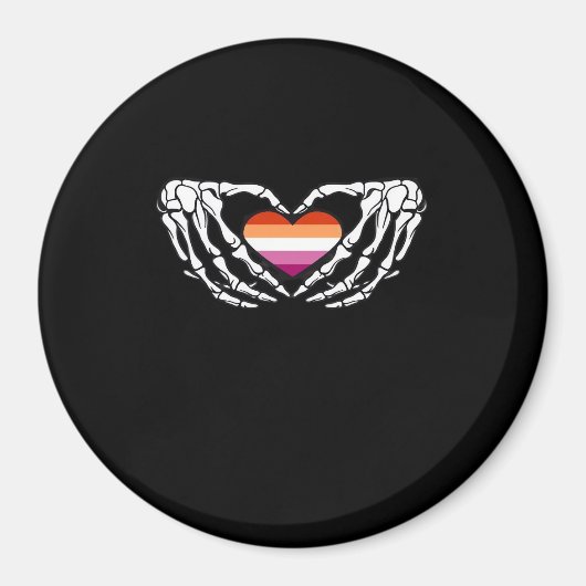 Lesbian Pride Skeleton Halloween WLW Gothic Heart  Magneet (Voorkant)