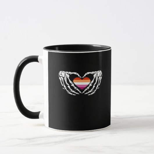 Lesbian Pride Skeleton Halloween WLW Gothic Heart Mok (Links)