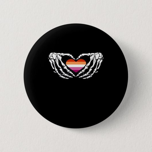 Lesbian Pride Skeleton Halloween WLW Gothic Heart  Ronde Button 5,7 Cm (Voorkant)