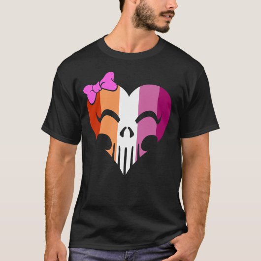 Lesbian Pride Skully Unisex T-shirt (Voorkant)