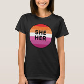 Lesbian Pronouns Pride T-Shirt (Voorkant)