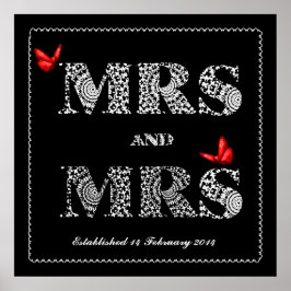 Lesbian Same Gender Wedding Gift Lace Word Art Poster