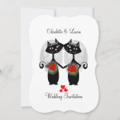 Lesbian Same-Sex Marriage Cool Cats Wedding Kaart (Voorkant)