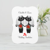 Lesbian Same-Sex Marriage Cool Cats Wedding Kaart (Staand voorkant)