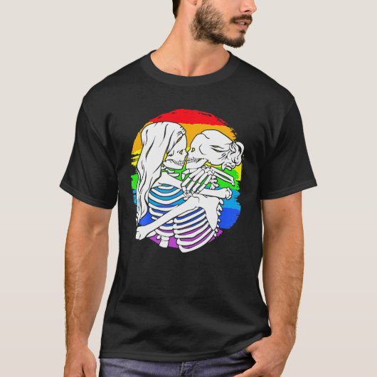 Lesbian Skeleton Couple - Lesbian Pride for Hallow T-shirt (Voorkant)