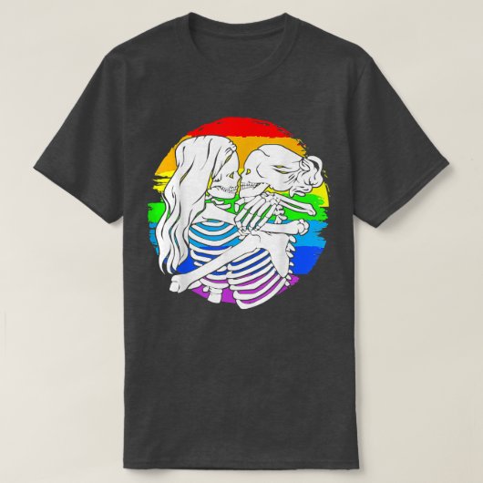 Lesbian Skeleton Couple Lesbian Pride for Halowee T-shirt (Design voorkant)