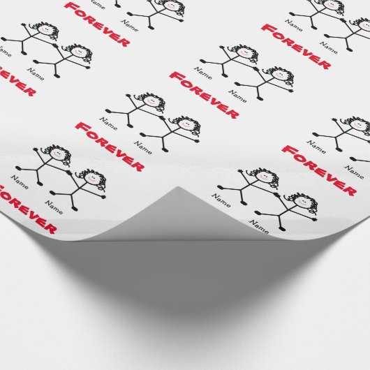 Lesbian Stickmen Wedding Gift Wrap Cadeaupapier (Hoek)