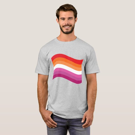 Lesbian Sunset Pride Wavy Flag T-shirt (Voorkant volledig)