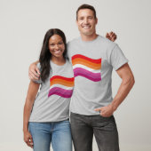Lesbian Sunset Pride Wavy Flag T-shirt (Unisex)