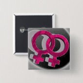 Lesbian Symbols Black Vierkante Button 5,1 Cm (Voorkant /achterkant)