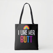 Lesbian Vriendin Butt LGBT Couple Quote Tote Bag (Voorkant)