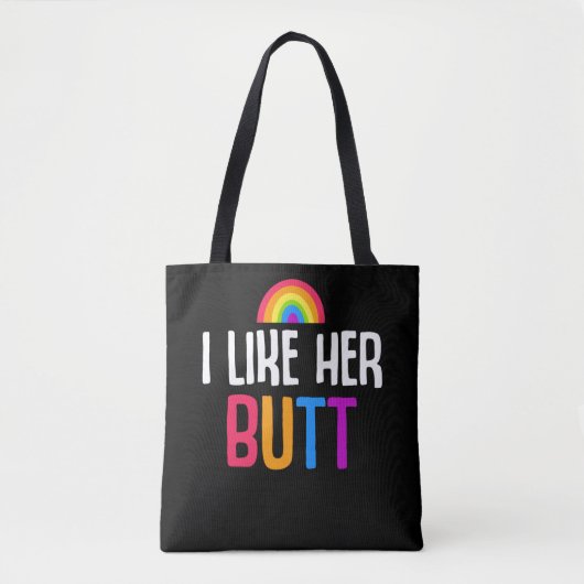 Lesbian Vriendin Butt LGBT Couple Quote Tote Bag (Voorkant)