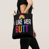 Lesbian Vriendin Butt LGBT Couple Quote Tote Bag (Dichtbij)