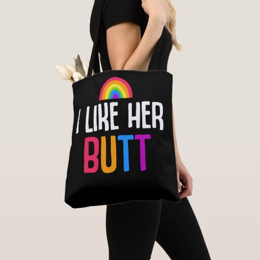 Lesbian Vriendin Butt LGBT Couple Quote Tote Bag (Dichtbij)