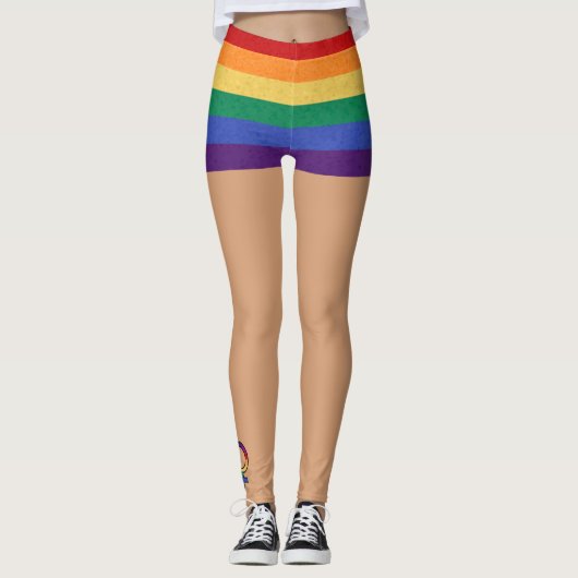 Lesbian Vrouw Gender Symbol Rainbow Leggings (Voorkant)