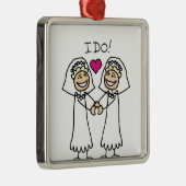 Lesbian Wedding Bridal Metalen Ornament (Rechts)