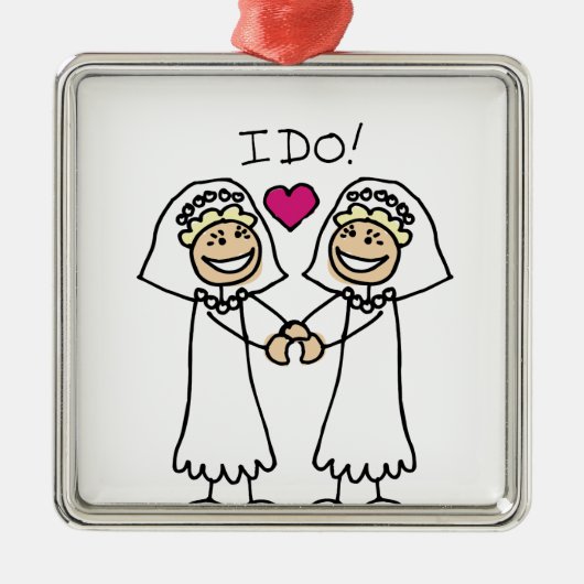 Lesbian Wedding Bridal Metalen Ornament (Voorkant)