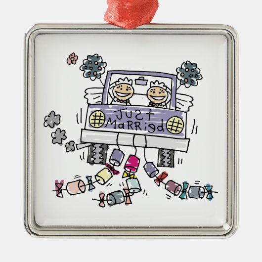 Lesbian Wedding Brides Metalen Ornament (Voorkant)