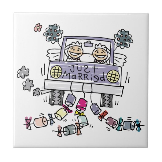 Lesbian Wedding Brides Tegeltje (Voorkant)