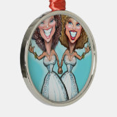 Lesbian Wedding Cake Dolls Metalen Ornament (Rechts)