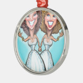 Lesbian Wedding Cake Dolls Metalen Ornament (Links)