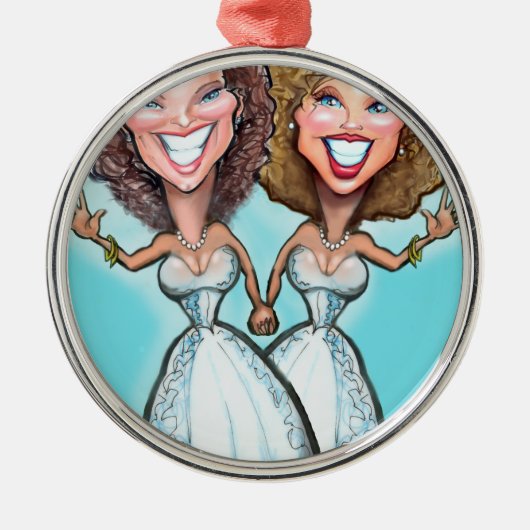 Lesbian Wedding Cake Dolls Metalen Ornament (Voorkant)