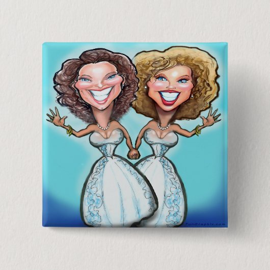 Lesbian Wedding Cake Dolls Vierkante Button 5,1 Cm (Voorkant)