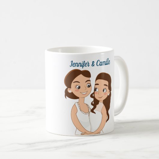 Lesbian Wedding Custom Couple Koffiemok (Voorkant rechts)