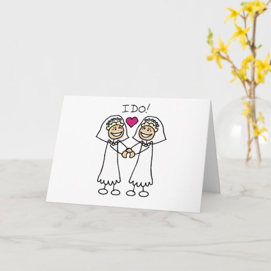 Lesbian Wedding Day Kaart (Gele Bloem)