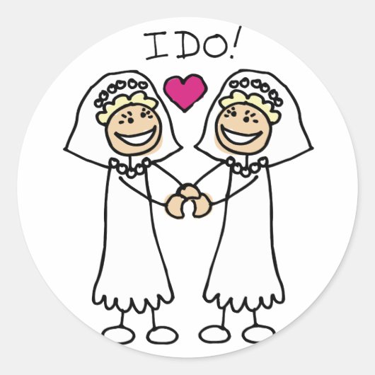 Lesbian Wedding Favors Ronde Sticker (Voorkant)
