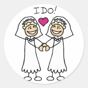 Lesbian Wedding Favors Ronde Sticker
