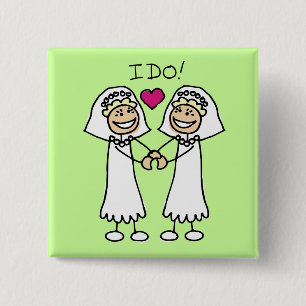 Lesbian Wedding Favors Vierkante Button 5,1 Cm