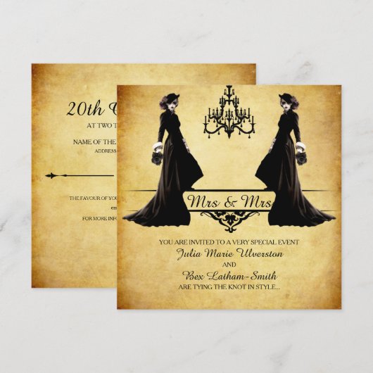 Lesbian Wedding - Gothic Steampunk Style Kaart (Voorkant / Achterkant)